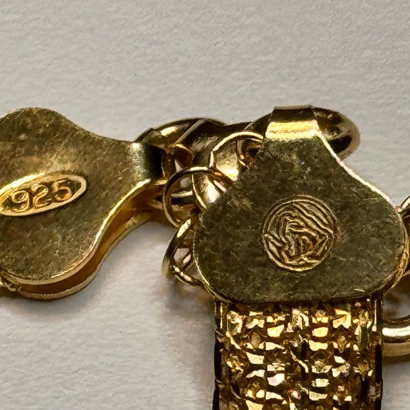 VTG Thick Milor Italy .925 Chain X Link Mesh Choker Collar Necklace STUNNING 16" - Picture 5 of 6